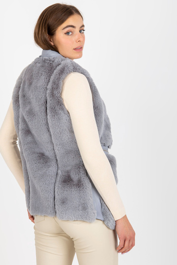 Šedá dámská vesta z eko... 2