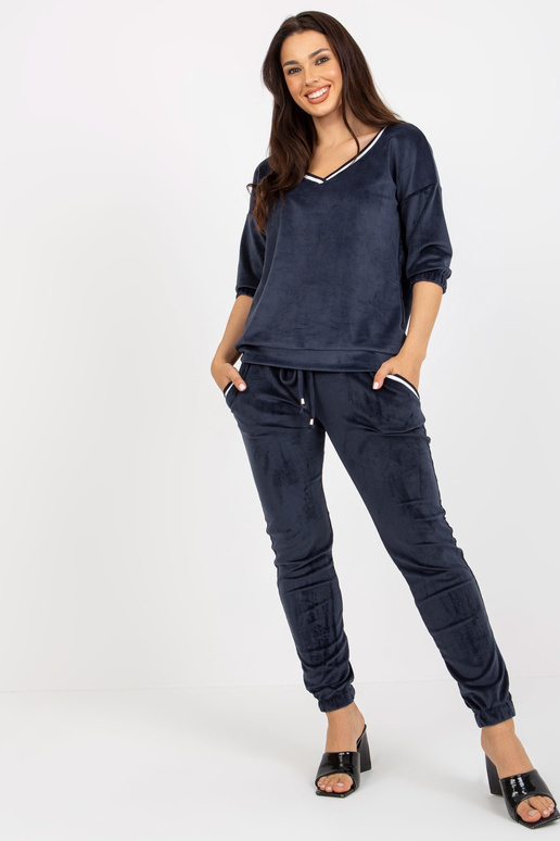 Marineblaues zweiteiliges Veloursset...