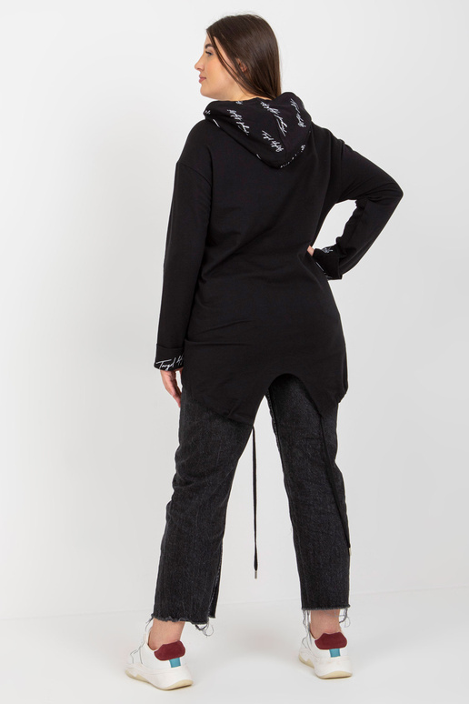 Černá mikina plus velikosti s kapucí...