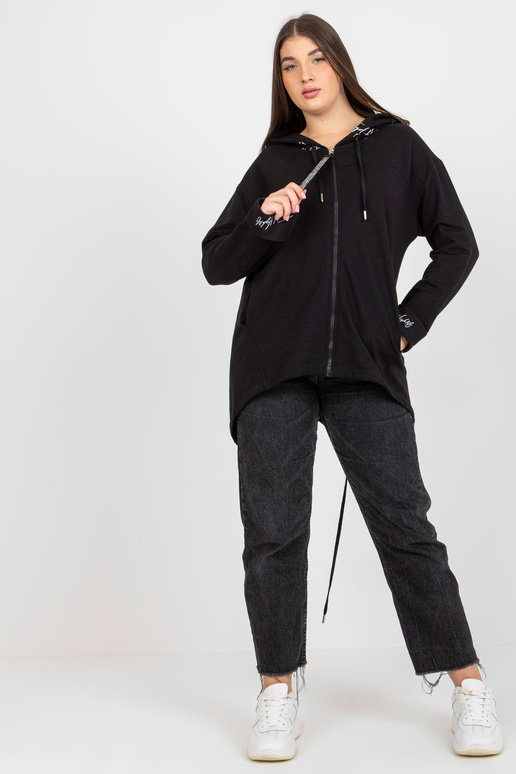 Černá mikina plus velikosti s kapucí...