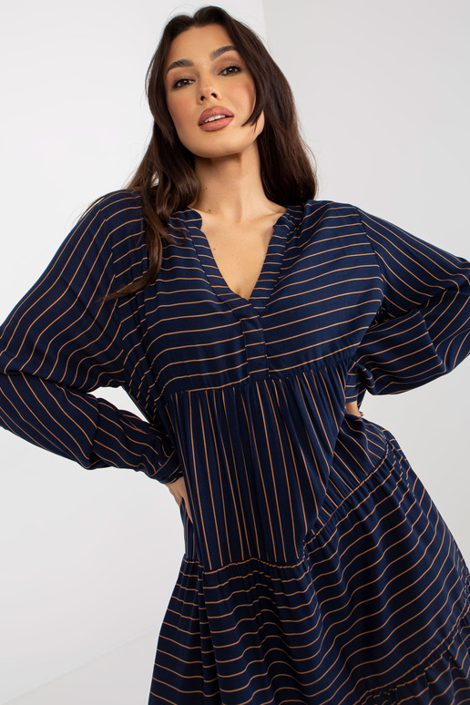 Námořnicky modré volné pruhované šaty...