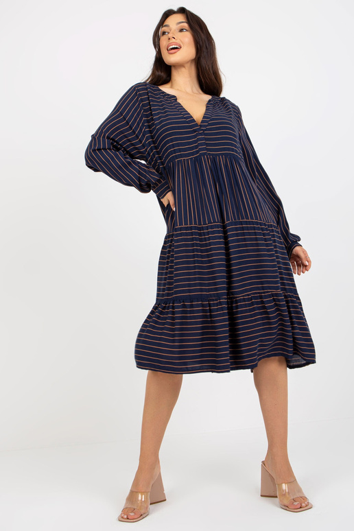 Námořnicky modré volné pruhované šaty...