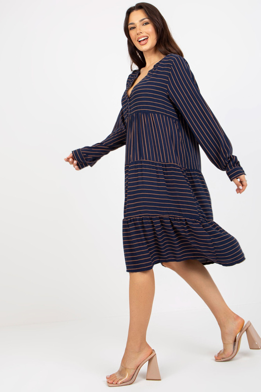 Námořnicky modré volné pruhované šaty...