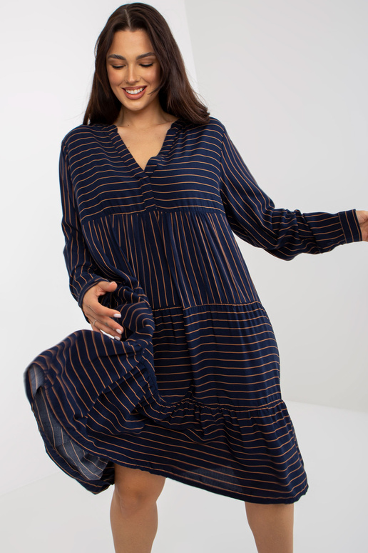 Námořnicky modré volné pruhované šaty...