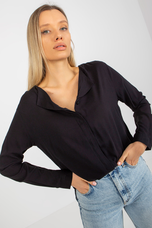 Černá viskózová košilová halenka s...