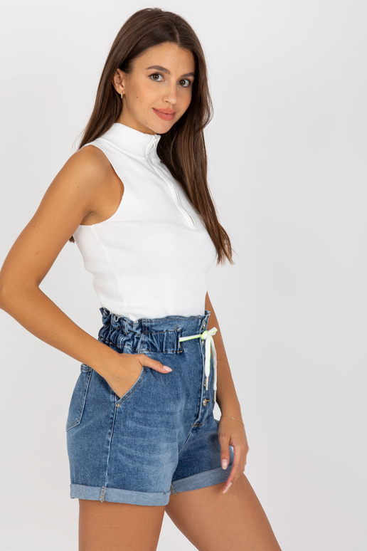 Modré dámské džínové šortky s vysokým...