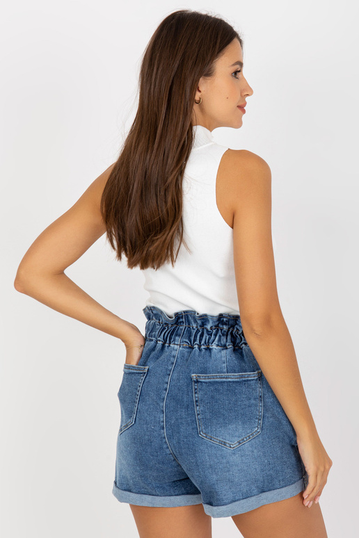 Modré dámské džínové šortky s vysokým...