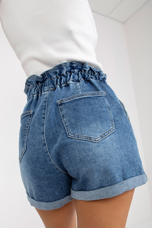 Modré dámské džínové šortky s vysokým...