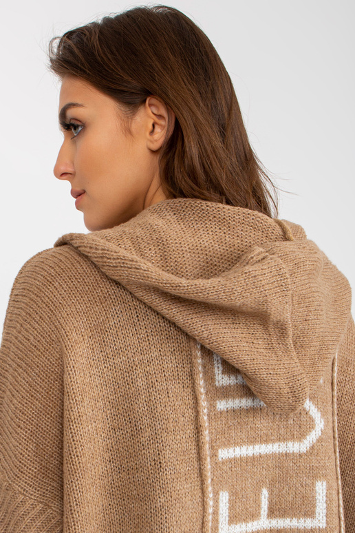 Tmavě béžový pletený kardigan s...