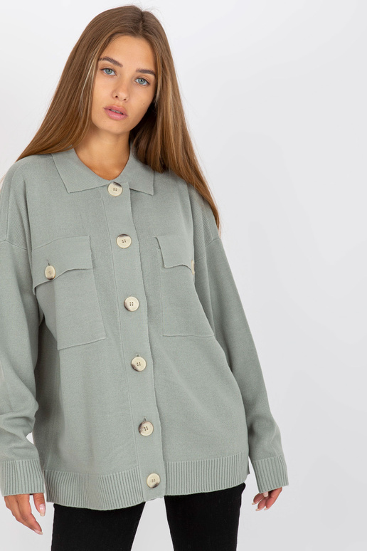 Jasnozielony sweter rozpinany z...