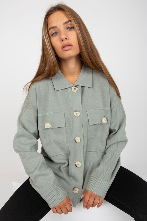 Jasnozielony sweter rozpinany z...