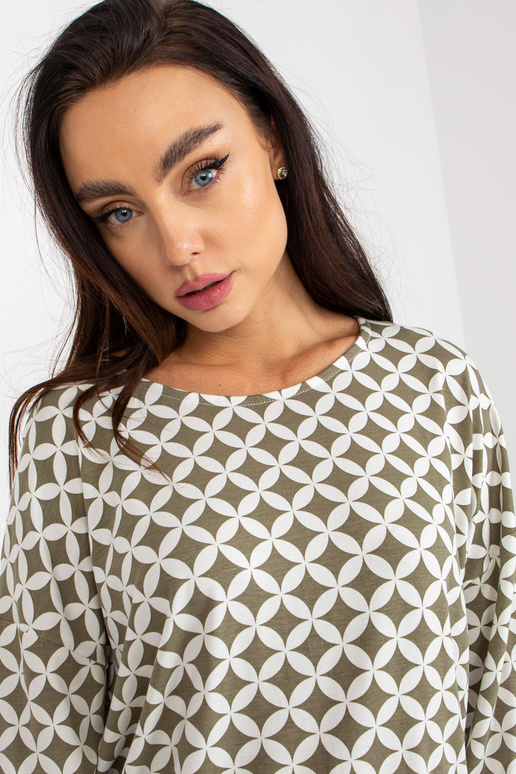 Béžová a bílá halenka s potiskem a...