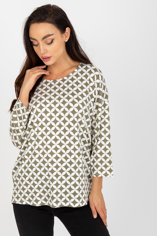 Béžová a bílá halenka s potiskem a...