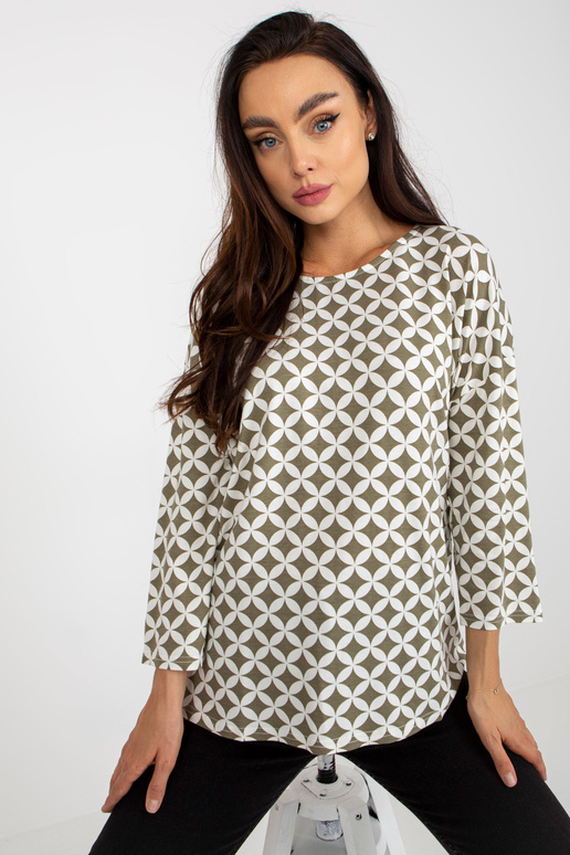 Béžová a bílá halenka s potiskem a...