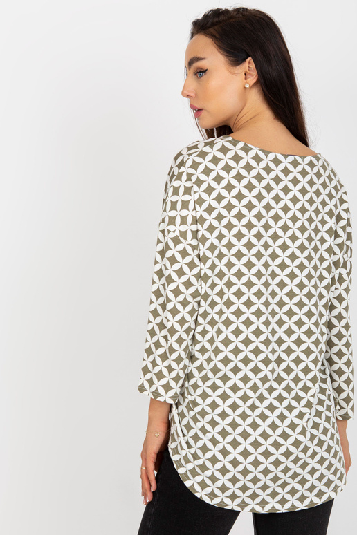 Béžová a bílá halenka s potiskem a...