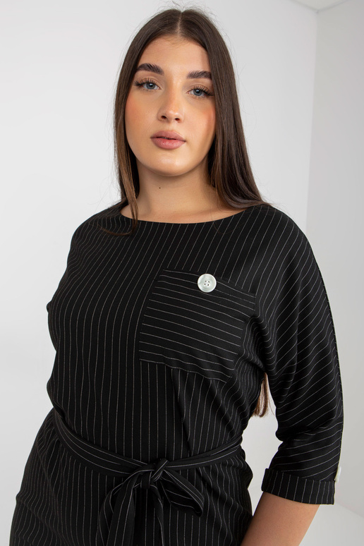 Pruhované šaty s 3/4 rukávem s černou...