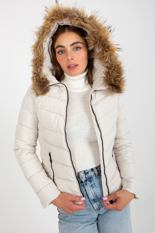 Bílá prošívaná přechodová bunda s... Bílá prošívaná přechodová bunda s...