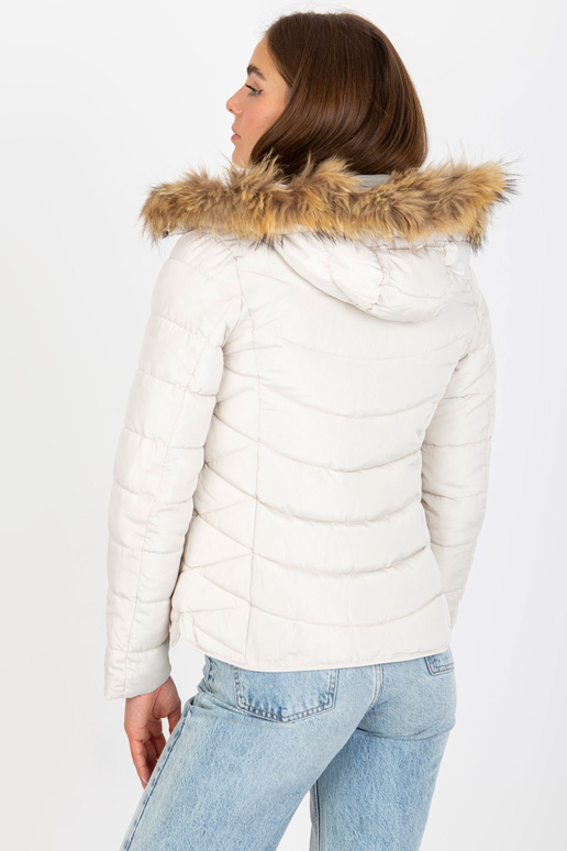 Bílá prošívaná přechodová bunda s... Bílá prošívaná přechodová bunda s...