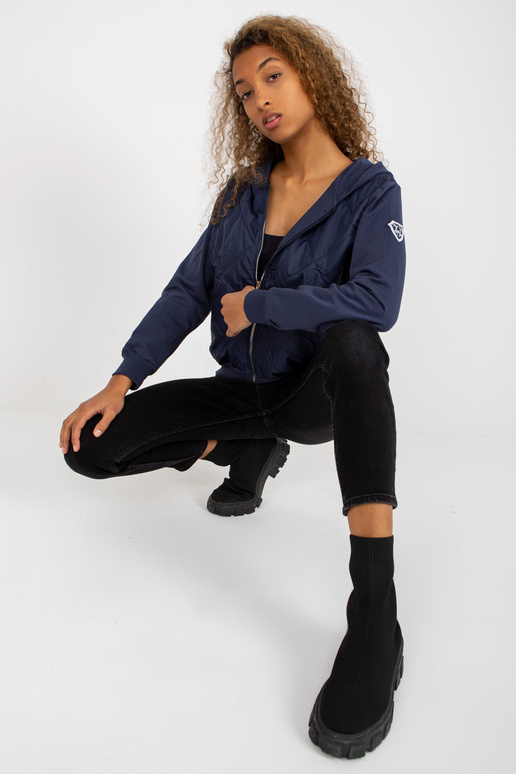 Námořnická modrá prošívaná bomber s...