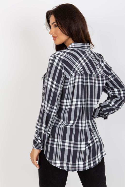 Tmavě šedá dámská kostkovaná košile s...