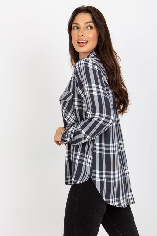 Tmavě šedá dámská kostkovaná košile s...