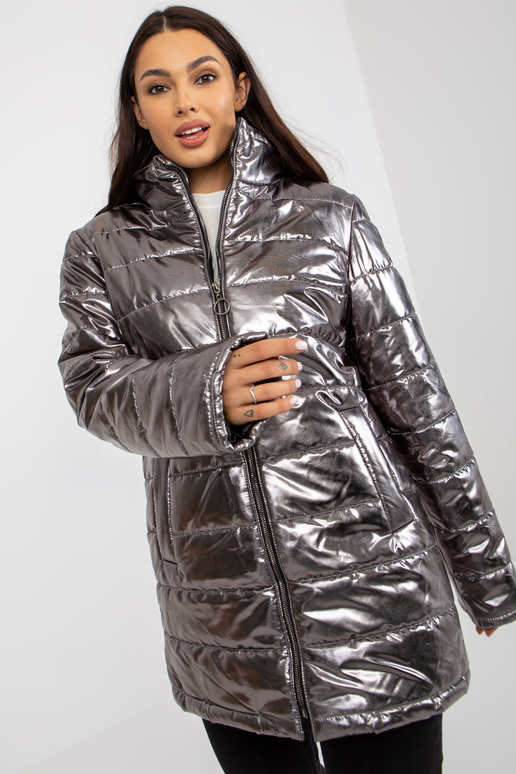 Silberne Damen Steppjacke ohne Kapuze Silberne Damen Steppjacke ohne Kapuze