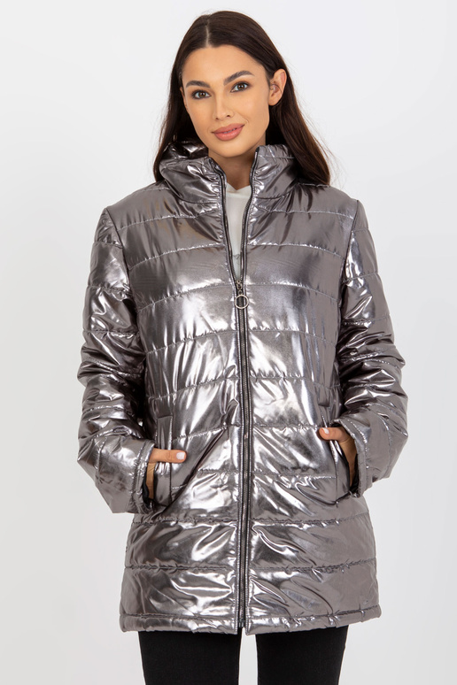 Silberne Damen Steppjacke ohne Kapuze Silberne Damen Steppjacke ohne Kapuze