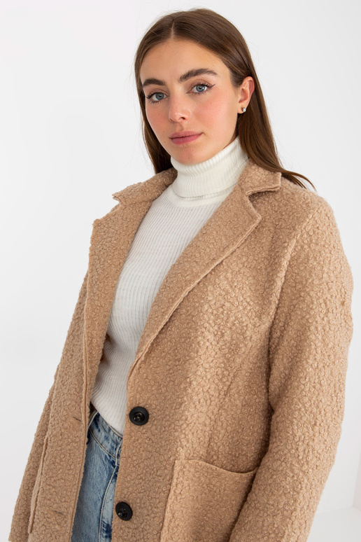 Béžový plyšový kabát se zapínáním OCH...