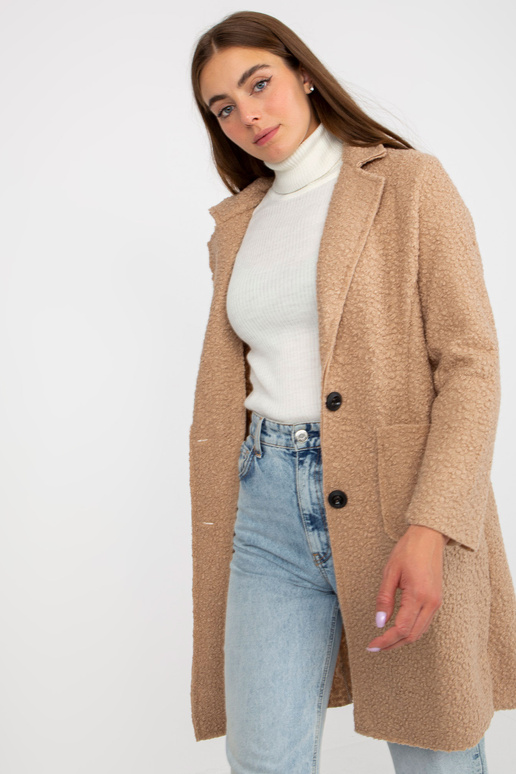 Béžový plyšový kabát se zapínáním OCH...