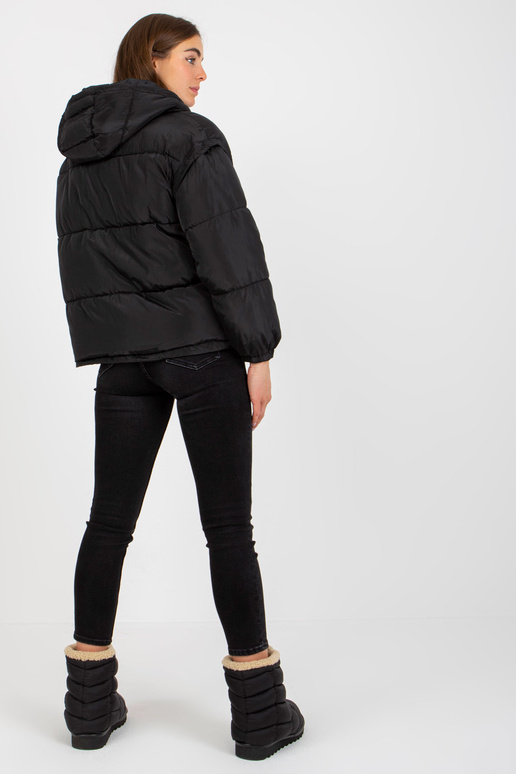 Černá prošívaná zimní bunda 2v1 s kapucí Černá prošívaná zimní bunda 2v1 s kapucí