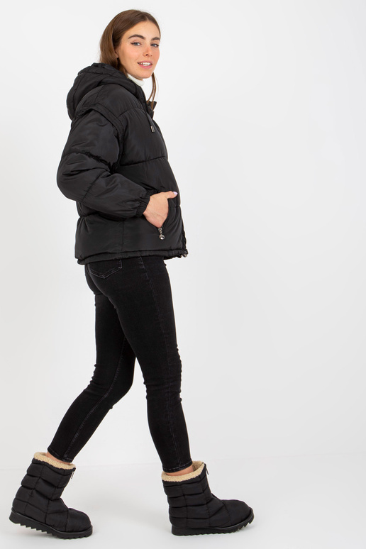 Černá prošívaná zimní bunda 2v1 s kapucí Černá prošívaná zimní bunda 2v1 s kapucí