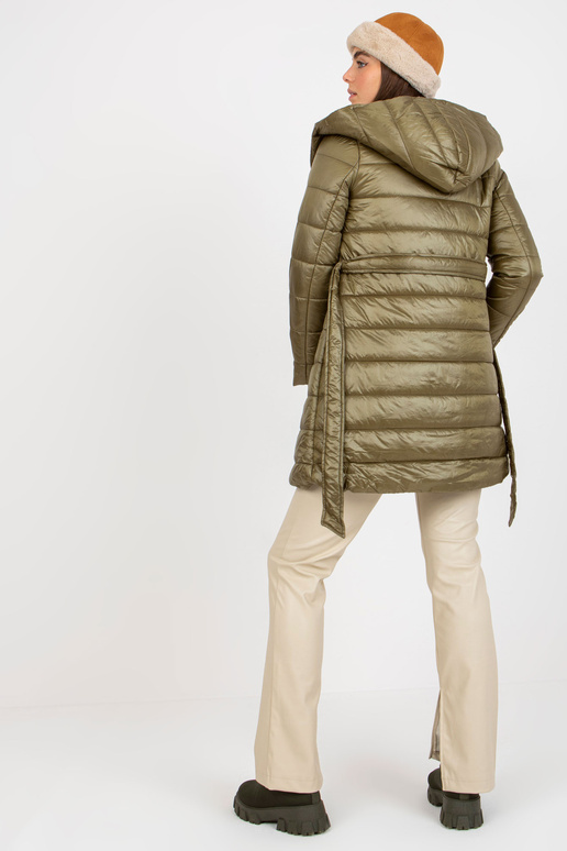 Khaki prošívaná přechodná bunda s... Khaki prošívaná přechodná bunda s...