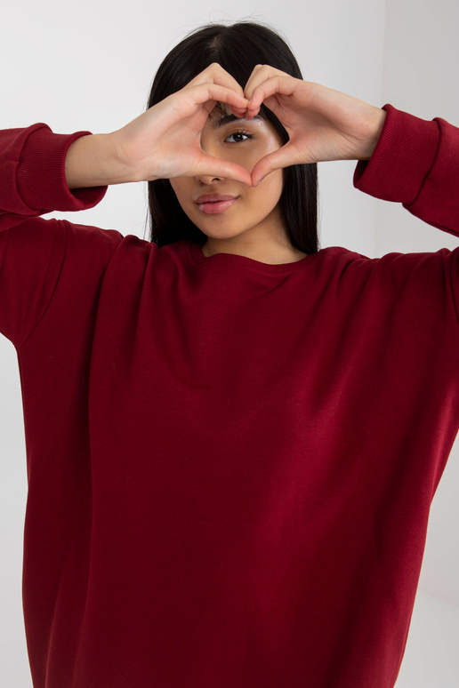 Vínová dlouhá mikina s kapsami