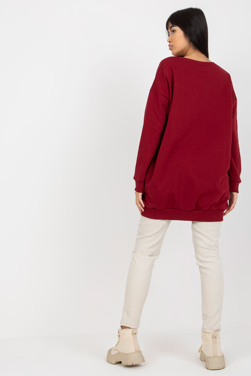 Vínová dlouhá mikina s kapsami