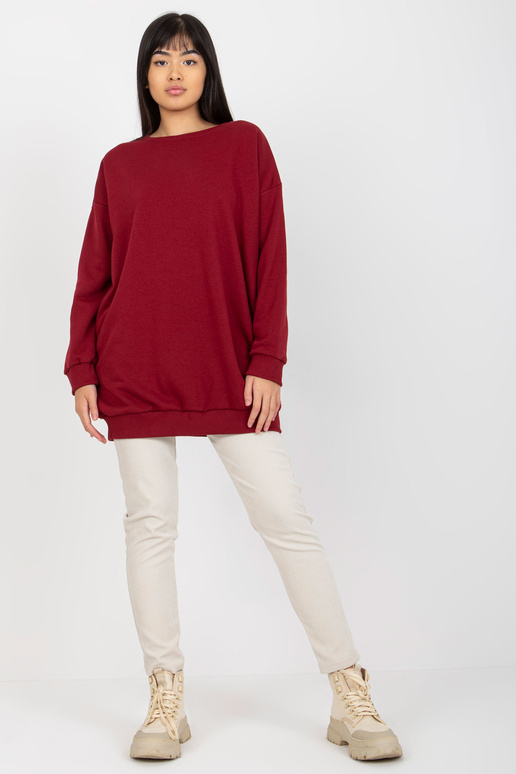 Vínová dlouhá mikina s kapsami