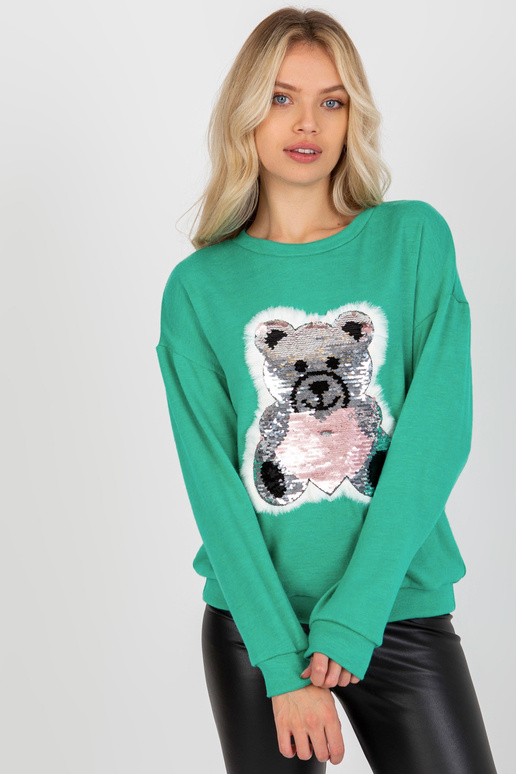 Tyrkysový dámský klasický svetr s...