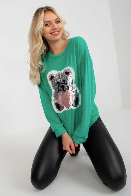 Tyrkysový dámský klasický svetr s...