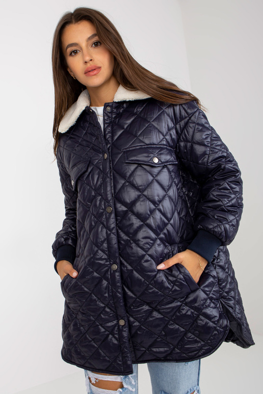 Námořnická modrá prošívaná bunda s...