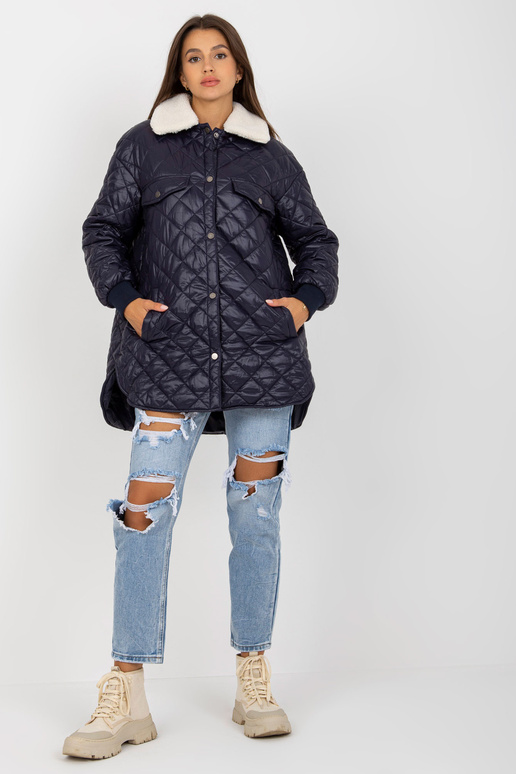 Námořnická modrá prošívaná bunda s...