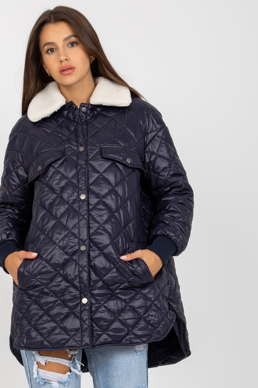 Námořnická modrá prošívaná bunda s...