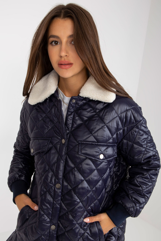 Námořnická modrá prošívaná bunda s...