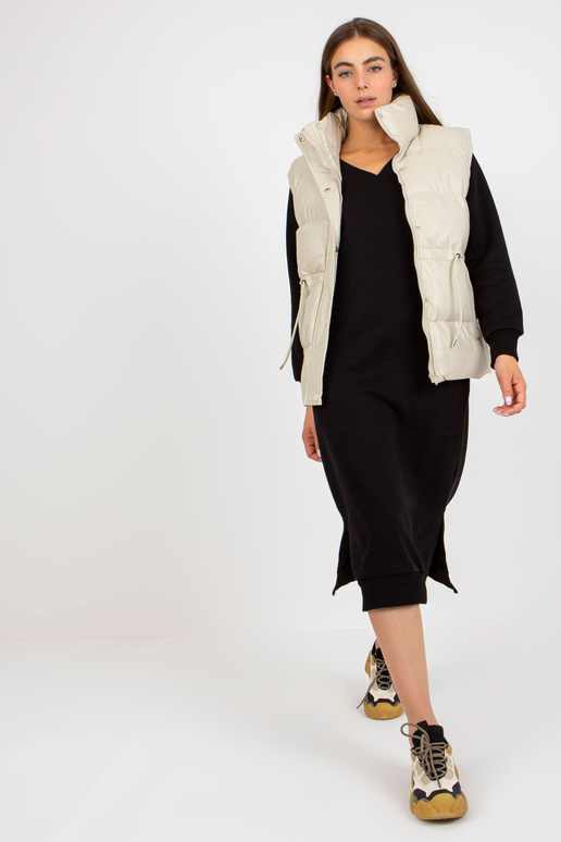 Světle béžová péřová vesta z eko kůže...