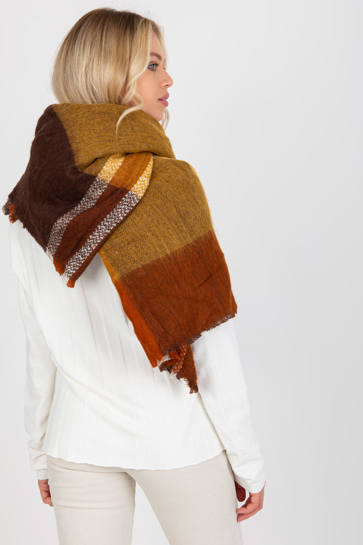 Hnědožlutý velký kostkovaný šátek s...