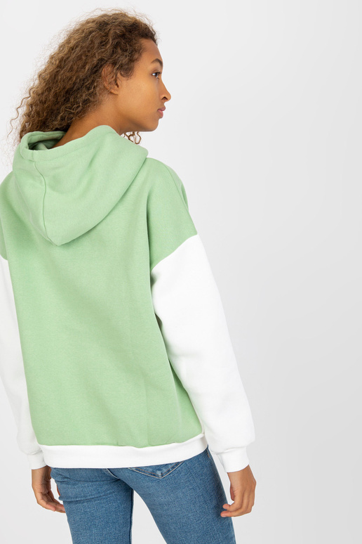 Zelená a ecru mikina basic s kapucí...