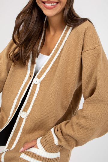 Tmavě béžový kardigan se... 2