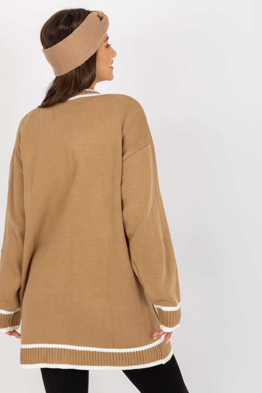 Tmavě béžový kardigan se zapínáním na...