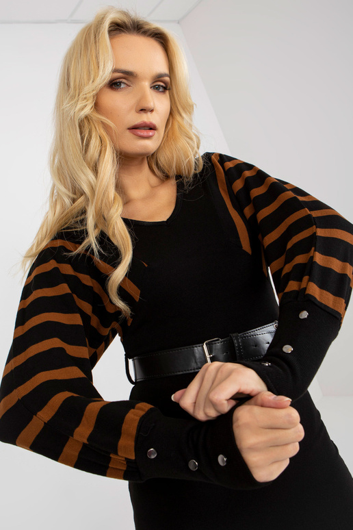 Schwarz-Braunes Midikleid mit...