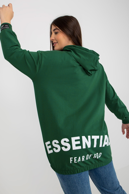 Tmavě zelená mikina větší velikosti s...