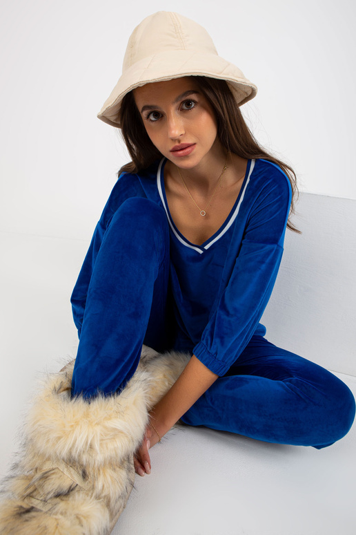 Dámský kobaltový velurový set s 3/4... Dámský kobaltový velurový set s 3/4...