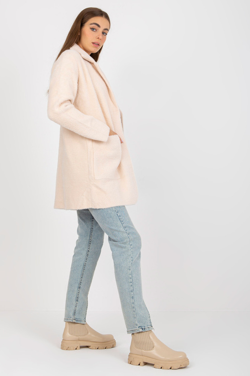 Světle růžový volný kabát z alpaky s...